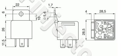 RELE 12V 30A 4-napainen, vastuksella, korvaton (Bosch 0332019103)