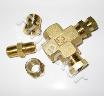 Adapter for oil pressure and oil temperature sensors, brass