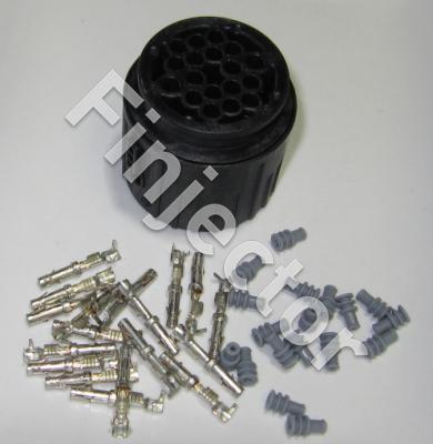 18 pole round connector SET with 0.5-1 mm² Female Silver-plated diam. 1.5mm terminals