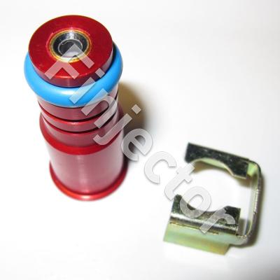 Top part SET 14 mm (rail diam.), RED, LONG for short injector, with filter
