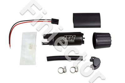 320lph High Flow In-Tank Fuel Pump (Offset Inlet, Inline) . 320lph@43psi. Includes Fuel Pump, installation instructions, wiring harness, pre filter , for gasoline no E85 (AEM 50-1000)