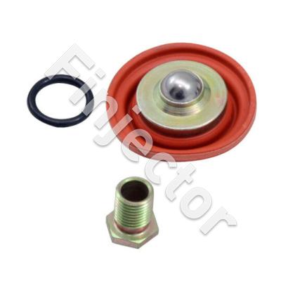 Adjustable Fuel Pressure Regulator Rebuild Kit. Includes:: Diaphragm, 3 Interchangeable Orifices & O-Ring (AEM 25-392)
