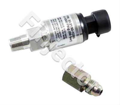 1000 PSIg Stainless Sensor Kit. Stainless Steel Sensor Body. 1/8" NPT Male Thread. Includes:: 1000 PSIg Stainless Sensor, Connector, Pins & 1/8" NPT to -4 Adapt