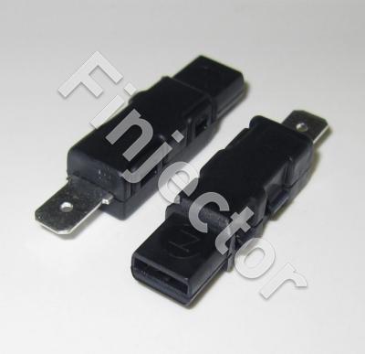 Diode 1A / 400V, IP54, 2 x 6.3 mm blade terminals, male and fema