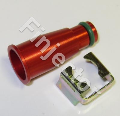 Top adapter 11 mm, long (+28 mm), red, anodized aluminium