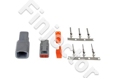 DTM-Style 2-Way Connector Kit. Includes Plug, Receptacle, Plug Wedge Lock, Receptacle Wedge Lock, 3 Fema
