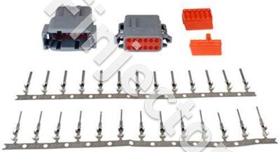 DTM-Style 12-Way Connector Kit. Includes Plug, Receptacle, Plug Wedge Lock, Receptacle Wedge Lock, 13 Fe