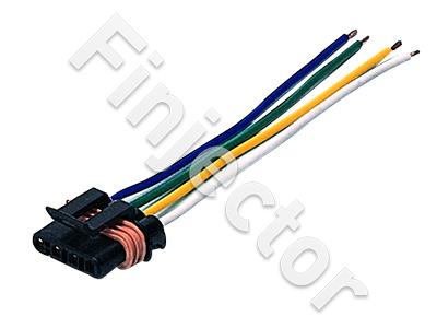 4-pole Male connector with wires, Watertight seal