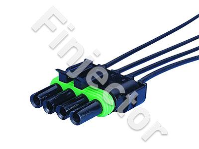 4-pole female connector with wires, Delphi WP, Waterproof seal
