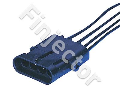 4-pole male connector with wires, Delphi WP, waterproof seal