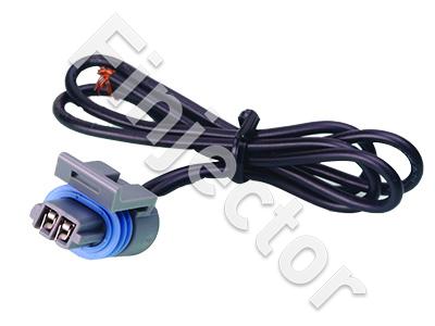 2-pole connector with wires, for sensors etc. Waterproof