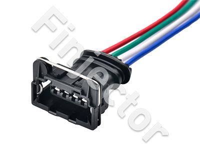 4-pole connector with wires, for sensors etc.