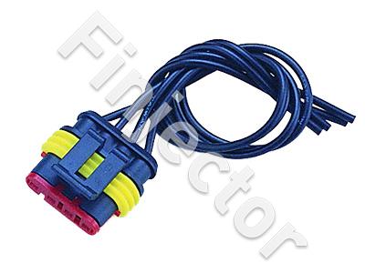 4-pole female connector with wires, splash water proof
