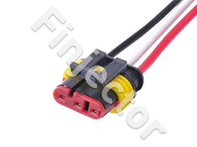 3-pole female connector with wires, splash water proof
