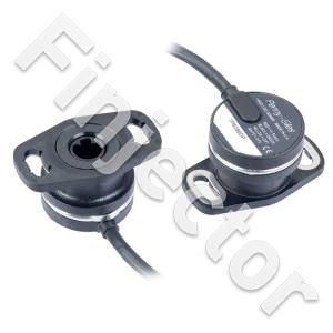 Throttle potentiometer, 90°, Hall, analog output 0.5-4.5 V, 2 chanel, CW+ACW, 8 mm D shaft, 32 mm, cable 0.2 m, -40 - +140°C. Genuine Penny+Giles product (TPS280DP)