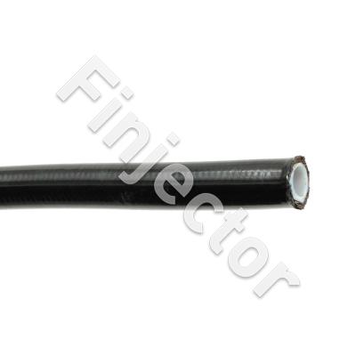 GB725 AN8 Stainless Steel Braided Hose Teflon(PTFE), Black pvc cover, ID. 27/64" (10.67mm) OD. 35/64" (13.72mm) (GB0725B-08)
