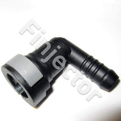 Quick connector for 9.5 mm (3/8") pipe, 90°, for 9.5/10mm hose