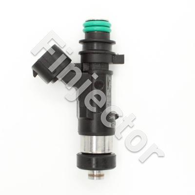 EV14 injector, 12 Ohm, 714 cc, C 55°, Nippon Denso (ND, Sumitomo), O-O 49 mm, Mid, Top End Machined to 11 mm, Bottom 16 mm Seal (Bosch 0280158235-11)