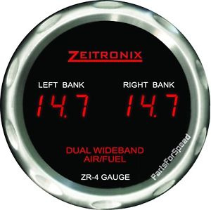 ZR-4 Dual AFR Gauge, Red Digits, Silver frame, for ZT4