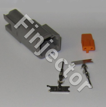Deutsch DTM 2 pole connector set, 0.3-1.5 mm2, crimpable pins