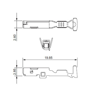 Yazaki terminal for wire size 0.85 ~ 1.25 mm2.    (1.5 x 0.8)