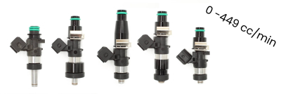 Injectors up to 450 cc / min with 11 mm top diameter