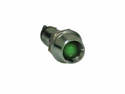 LED-valo mutterilla, kromattu, VIHREÄ, 12V/24V, Ø8mm reikään