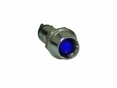 LED-valo mutterilla, kromattu, SININEN, 12V/24V, Ø8mm reikään