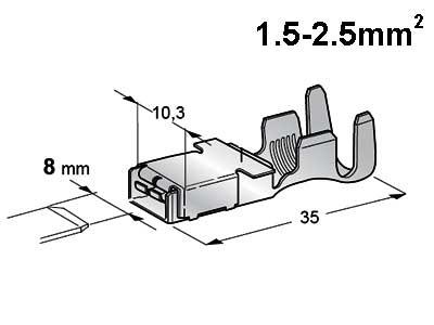 Female terminal, F800, 1.5-2.5 mm2, for  mm tab, Pos. lock Power