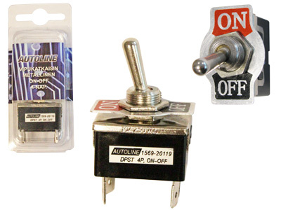 Toggle switch. ON-OFF. 4 pole. 6.3mm blade terminals
