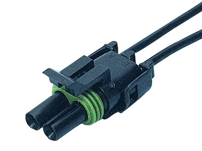 2-pole male connector with wires, for sensors, Delphi type