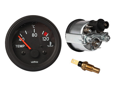 Water temp. gauge, 12V, scale 40°C - 120°C, Ø52mm, 1/8 NPT