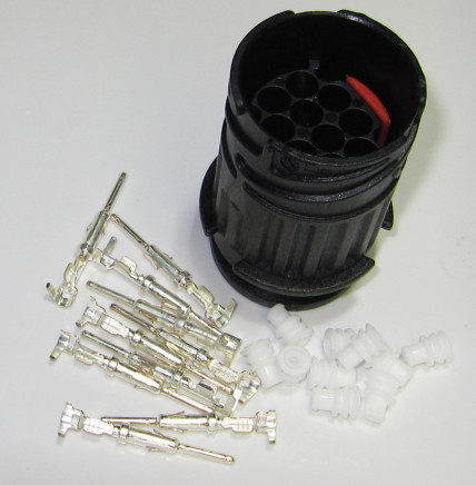 10 pole Round Connector SET with 0.75-1 mm² Male Silver-plated diam. 1.5 mm terminals