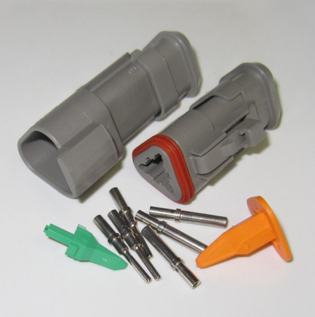 Deutsch DT 3 pole long connector pair for wire size 0.5 - 1 mm2