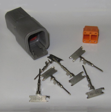 Deutsch DTM 6 pole connector set, 0.3-1.5 mm2, crimpable pins