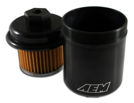 High Volume Fuel Filter. Black. Acura & Honda. Inlet:: 14mm X 1.5 Outlet:: 12mm X 1.25