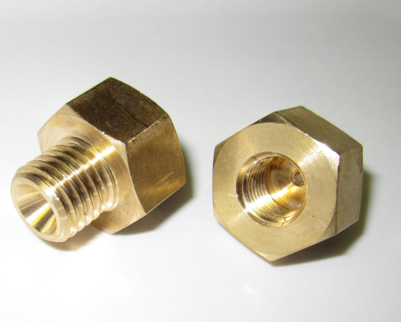 Fitting adapter M12 X 1.5 (cone) / M10X1. For sensors. Brass.