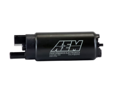 340lph High Flow In-Tank Fuel Pump (Offset Inlet, Inline) . 340lph@43psi. Includes Fuel Pump, installation instructions, wiring harness, pre filter , for gasoline no E85 (AEM 50-1000)