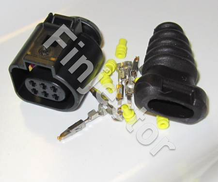 6 pole male connector set with protective rubber caps, 0.5–1 mm², gold-plated pins (1J0973713-SET-B)