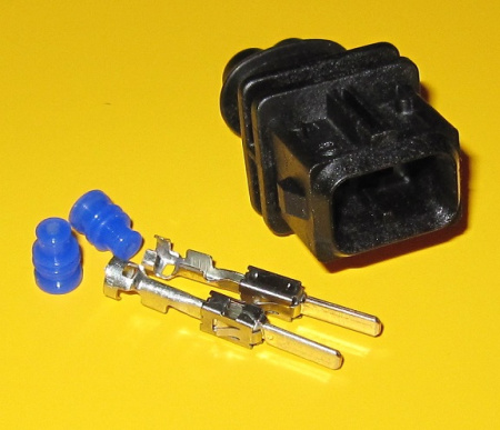 2-napainen (Jetronic) vastaliitinsarja mm. suutinliittimille, sis. pinnit ja tiivisteet. Johtokoolle 0.5 - 1.5 mm2