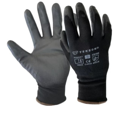 PROTECTIVE GLOVES TEKSON,size 10, Black