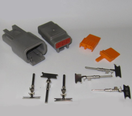 Deutsch DTM 3 pole connector pair, 0.3-1.5 mm2, crimpable pins