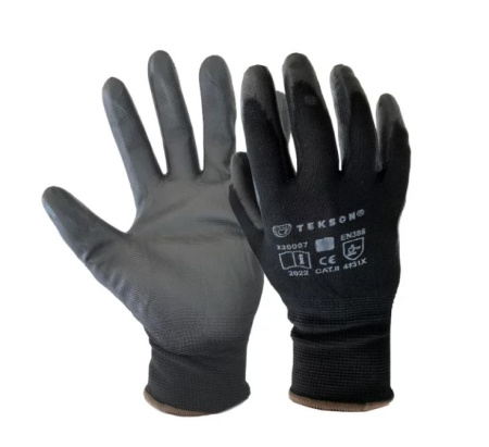 PROTECTIVE GLOVES TEKSON,size 8, Black
