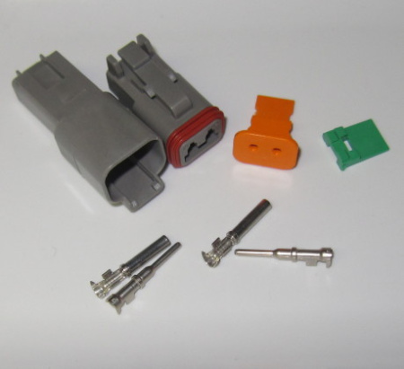 Deutsch DT 2-napainen liitinpari, 0.75-2 mm2, krimpattavat pinnit