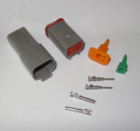 Deutsch DT 4 pole connector pair, 0.75-2 mm2, crimpable pins