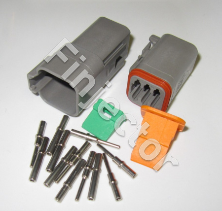 Deutsch DT 6 pole connector set. For wire size 0.5-1 mm2