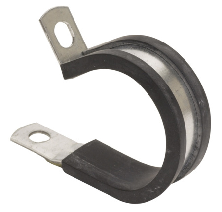 Fastening clamp 9 mm with rubber shield