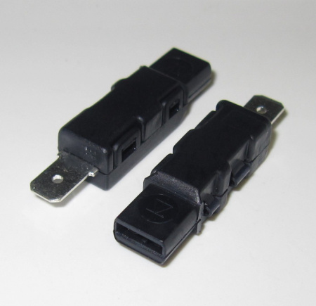 Diode 1A / 400V, IP54, 2 x 6.3 mm blade terminals, male and fema