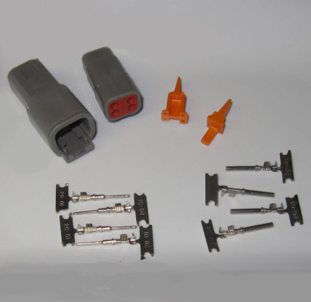 Deutsch DTM 4 pole connector pair, 0.3-1.5 mm2, crimpable pins