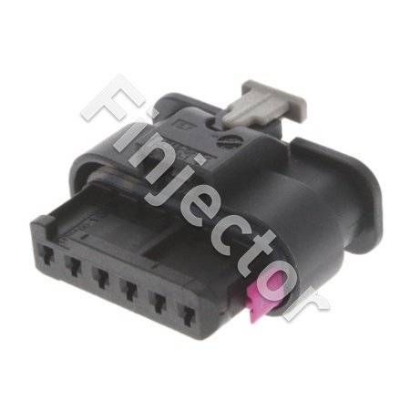 6 pole MCON 1.2 LL REC SEALED CODE A connector housing for female terminals. (TE 1-1718646-1)